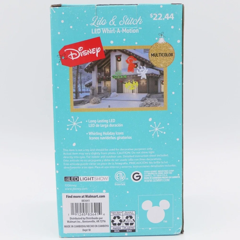Gemmy Disney Lilo & Stitch LED Whirl-A-Motion Multicolor Light Show Projector